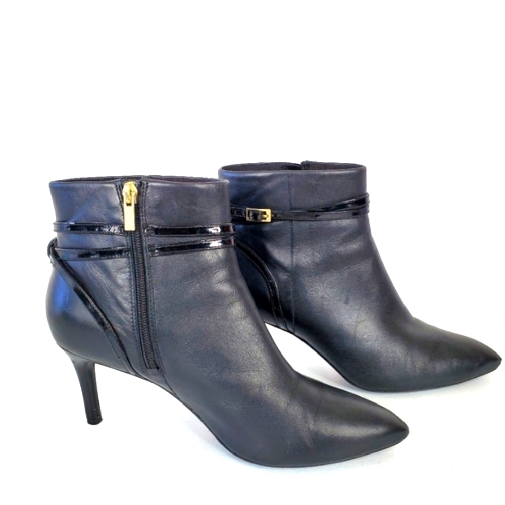 Rockport Trutech Leather Ankle Boot Size 9 Black Total Motion Heeled Bootie Chic